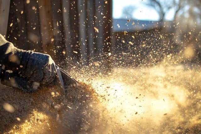 Professional tree removal service showing certified arborists safely removing a large tree near a home in Johnson City, TN